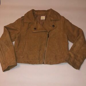 Stylish Suede-Like Tan Jacket for Girls